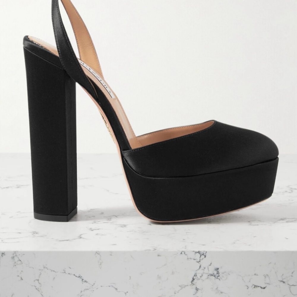 Aquazzura - So High Plateau 140 satin platform pumps